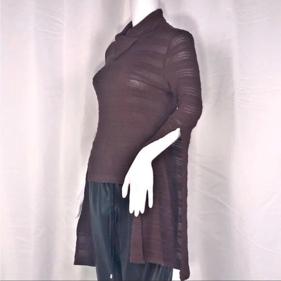 LA Made xRevolve Brown Semi-sheer Stripe Bat-wing Knit Mock Neck Sweater SzS - Picture 1 of 16